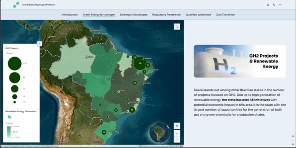 Ceará ใช้ ArcGIS StoryMaps ในการรวมข้อมูลเชิงพื้นที่ โครงสร้างพื้นฐาน และศักยภาพพลังงานหมุนเวียน เพื่อสื่อสารภาพรวมของ Green Hydrogen Ecosystem ผ่านแพลตฟอร์ม Interactive