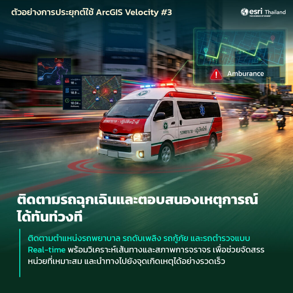 ArcGIS Velocity ติดตามรถฉุกเฉินและวิเคราะห์ข้อมูลเรดาร์ เซนเซอร์ เรือและอากาศยานแบบ Real-time เพื่อสนับสนุนการเฝ้าระวังและตอบสนองต่อเหตุการณ์